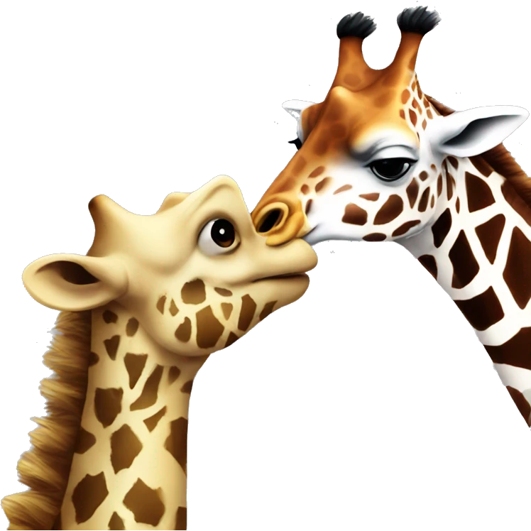 Giraffe kissing a dinosaur  emoji