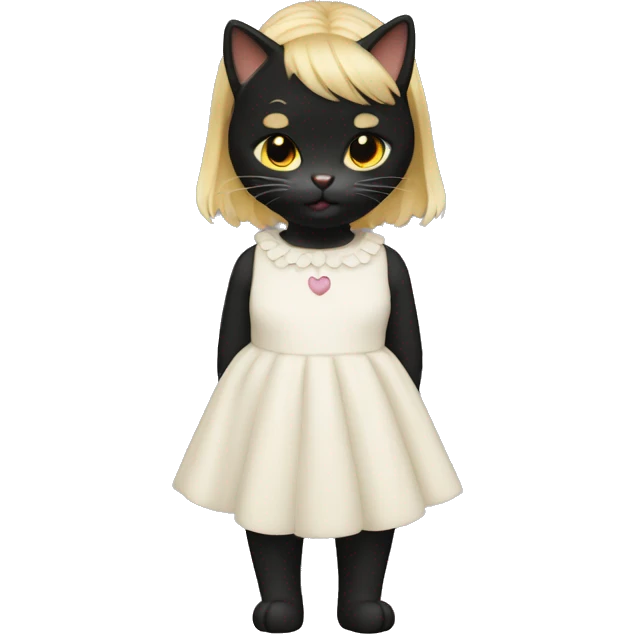 Gato negro con una chica emoji