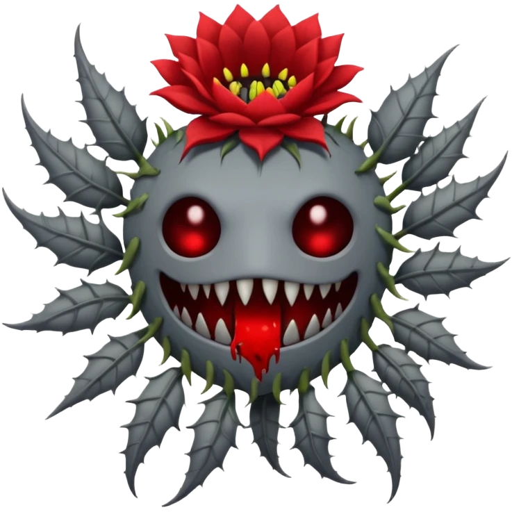 Grey creepy flower with red and blood on inside but as a monster with no face emoji