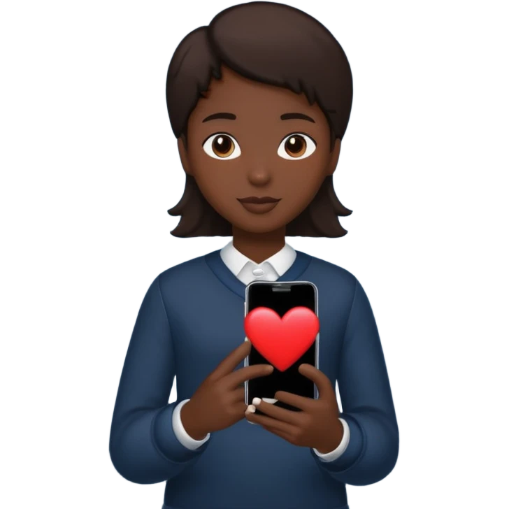 person silhouette holding a phone with a heart emoji