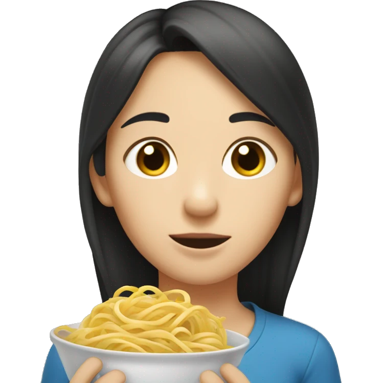 dark-haired girl hangs noodles on the ears of a fair-haired girl  emoji