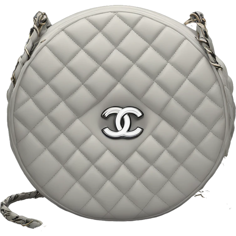 Round black only Chanel bag with top handle chanel logo top middle emoji