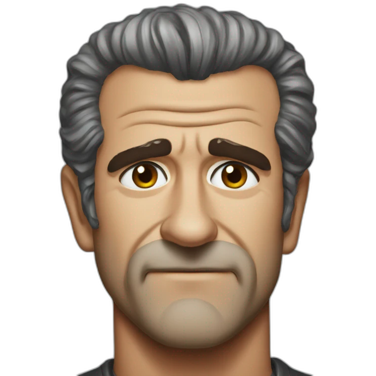 Mel Gibson portrait without smile emoji