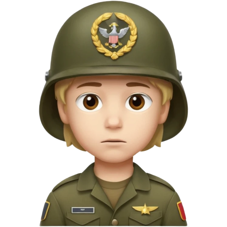 a young boy wearing a military helmet emoji