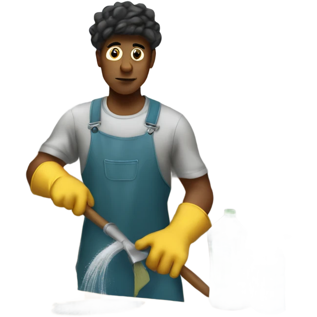 broke boy cleaning a kitchen under pressure  emoji