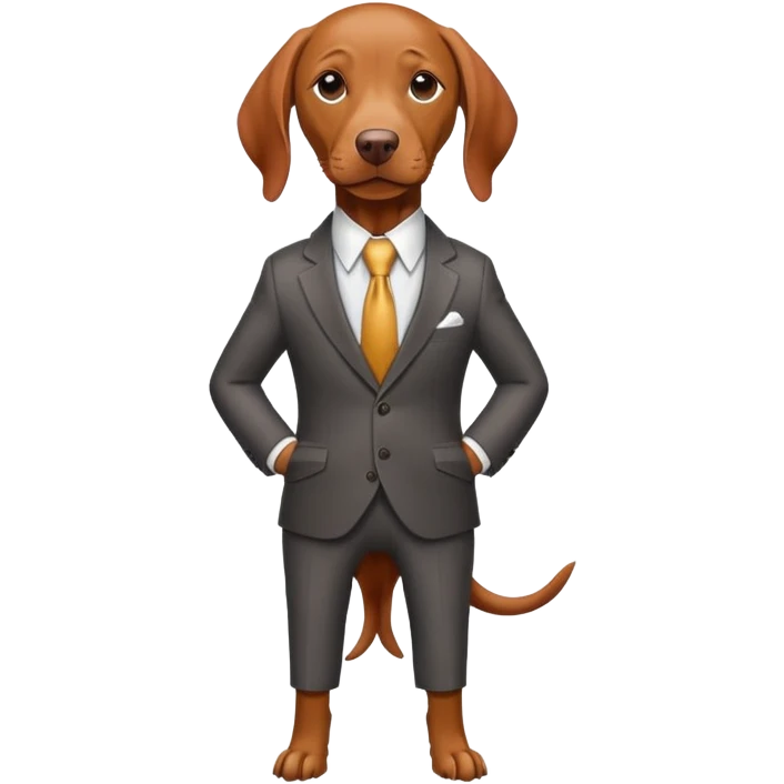 Viszla wearing suit emoji