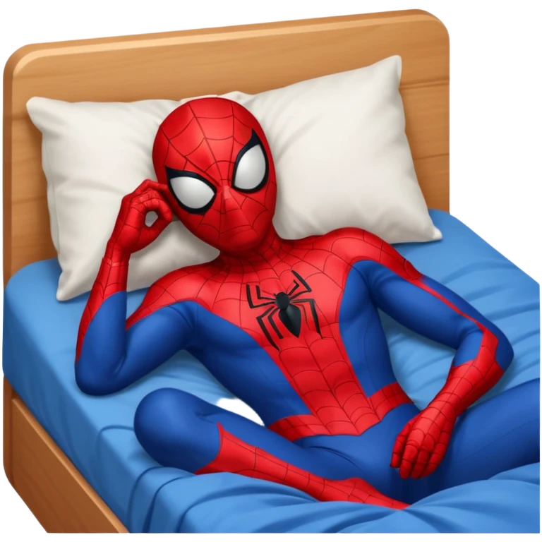 emoji de spiderman acostado en la cama dormido emoji