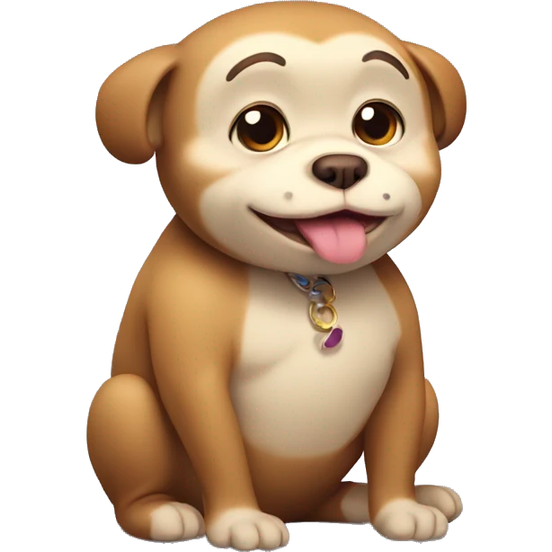 chubby monkey dog with a belly emoji