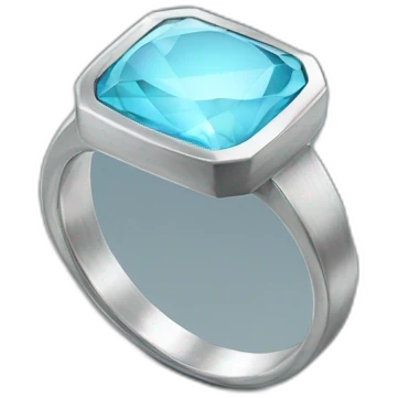 Silver ring with flat squared light blue stone emoji