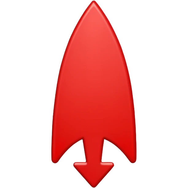 A simple bold red downward pointer with clean edges, solid fill, and a modern emoji-like style, pointing straight down. emoji