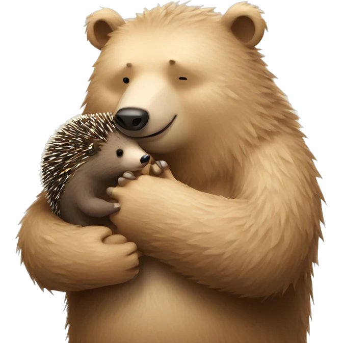 Bear hugging hedgehog emoji