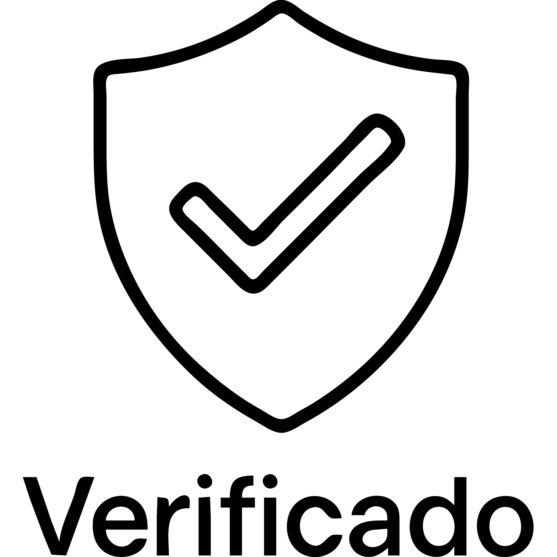 shield with a checkmark and the word 'Verificado', minimal outlined icon style, security, verification emoji