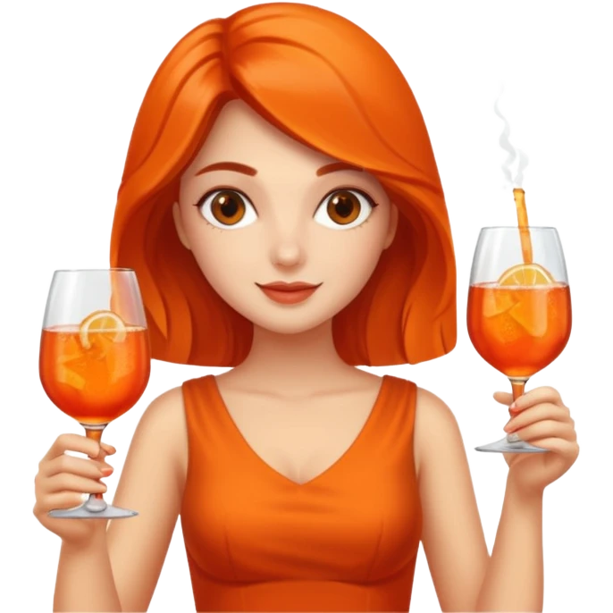 Italian girl toasting with Aperol Spritz, festive emoji