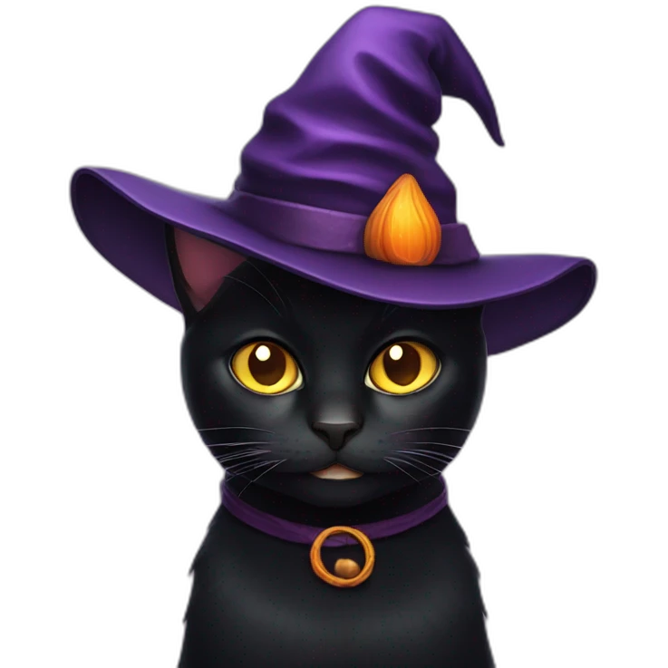 black cat with a witch hat emoji