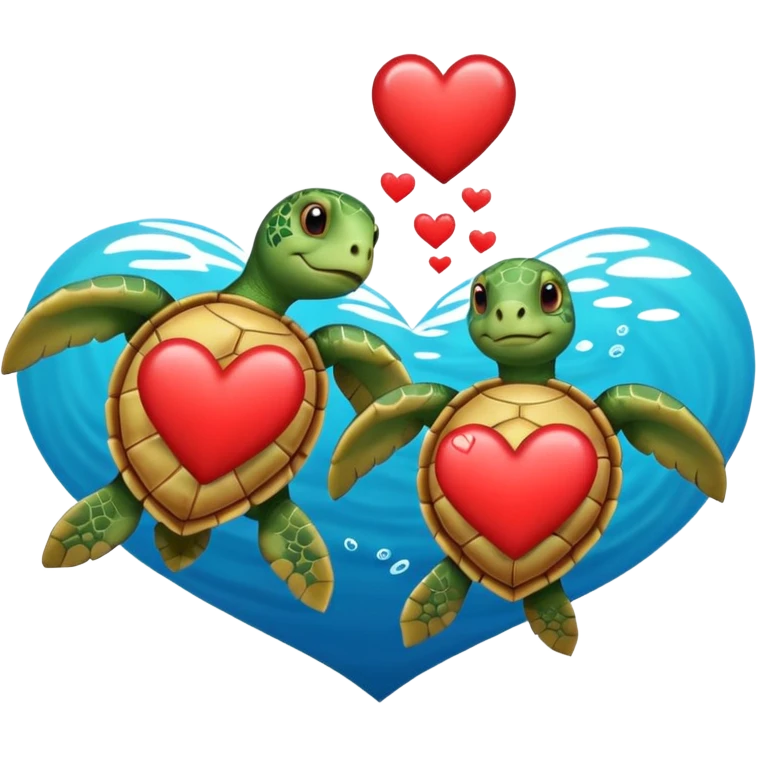 Sea turtles with heart emoji