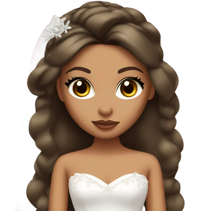 Bratz, bride,  hair, olive skin, brown almond cat eyes emoji