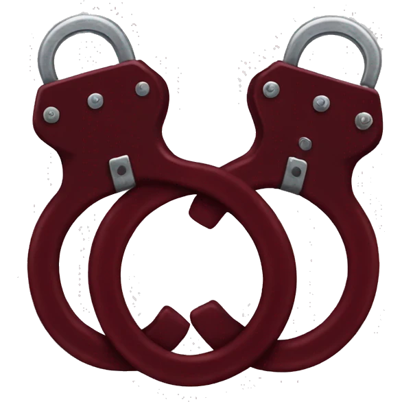 Dark red fuzzy handcuffs emoji