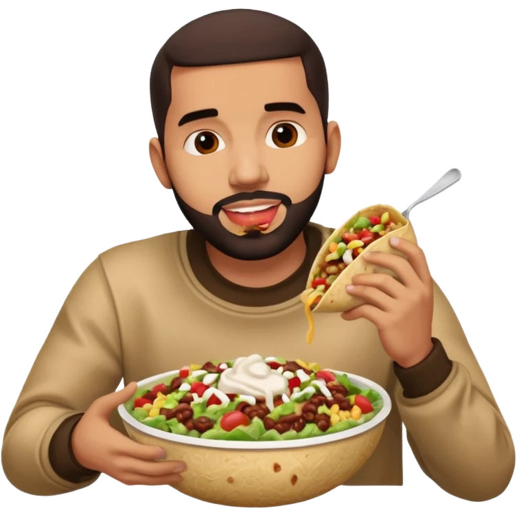 Drake eating a chipotle burrito bowl emoji