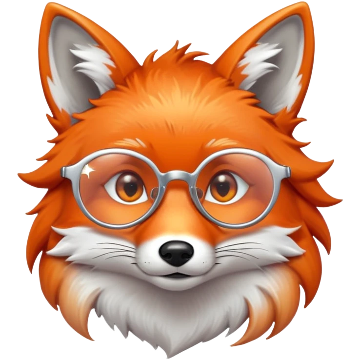 A sad fox with shimmering fur, a glowing tail, a silver star on its forehead, and round glasses, with a single tear rolling down its cheek. 🦊😢 emoji