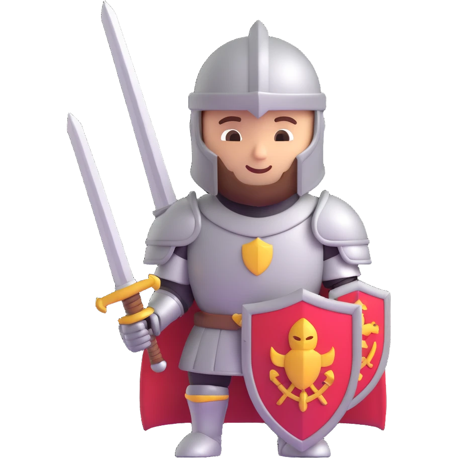 knight in armor with sword, 3d emoji style emoji