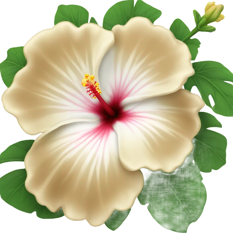 white and beige hibiscus flower  emoji