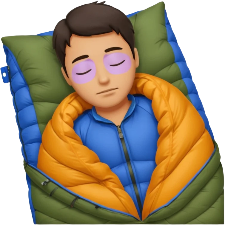 man sleeping in a sleeping bag emoji