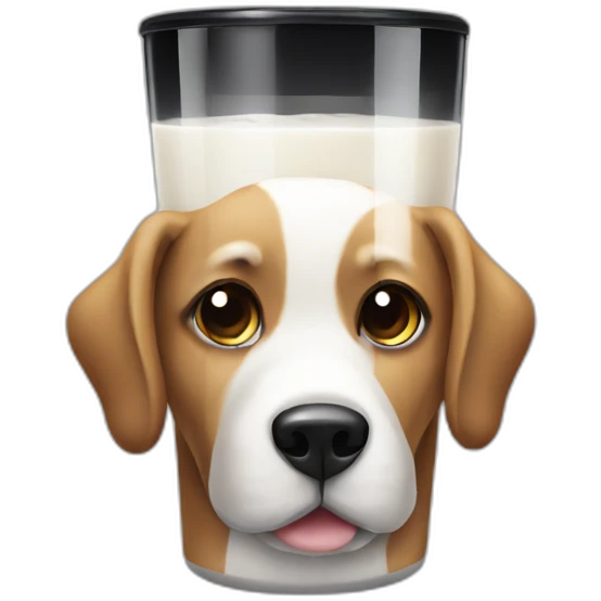 dog with black glass drink milk emoji