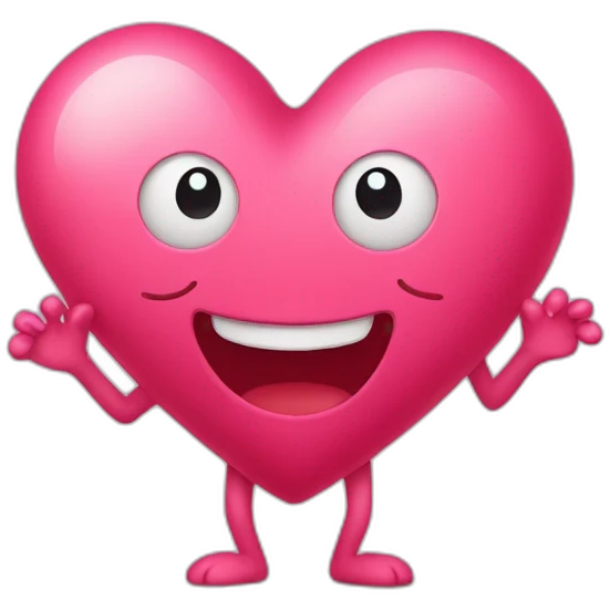 Heart with a sweet face with arms and legs coming out of it emoji