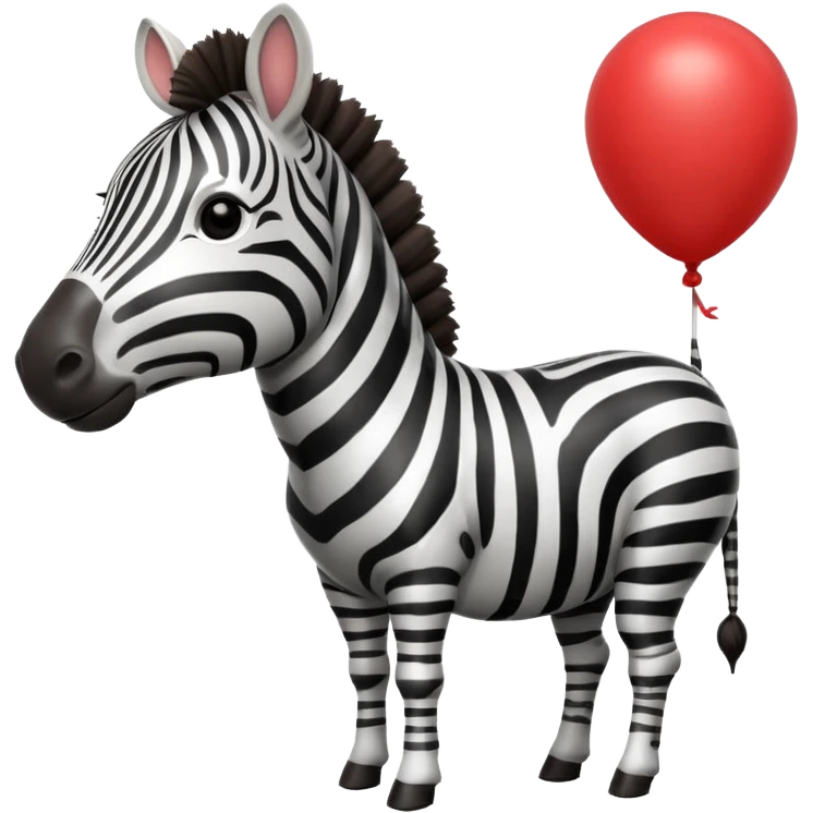zebra holding red balloon in hand emoji