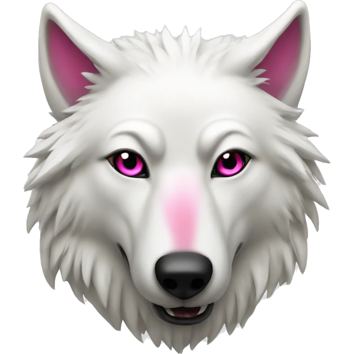 white wolf with dark pink  eyes drinking a beer emoji