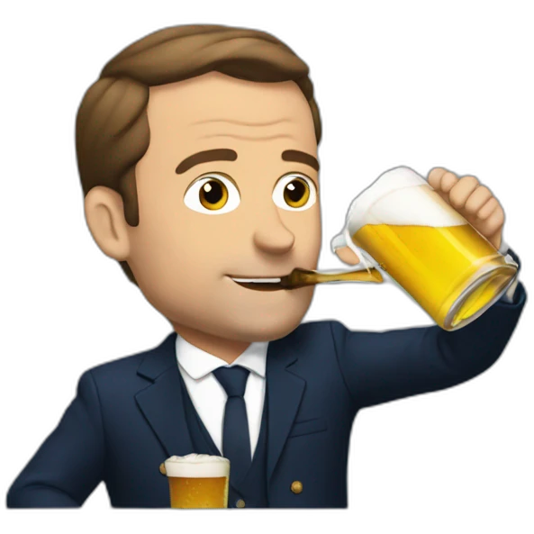 Macron drinking a beer emoji