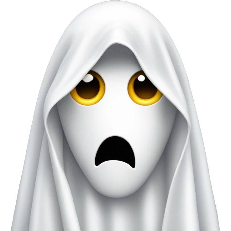 A man wearing a white sheet as a ghost costume, with holes cut out for eyes emoji
