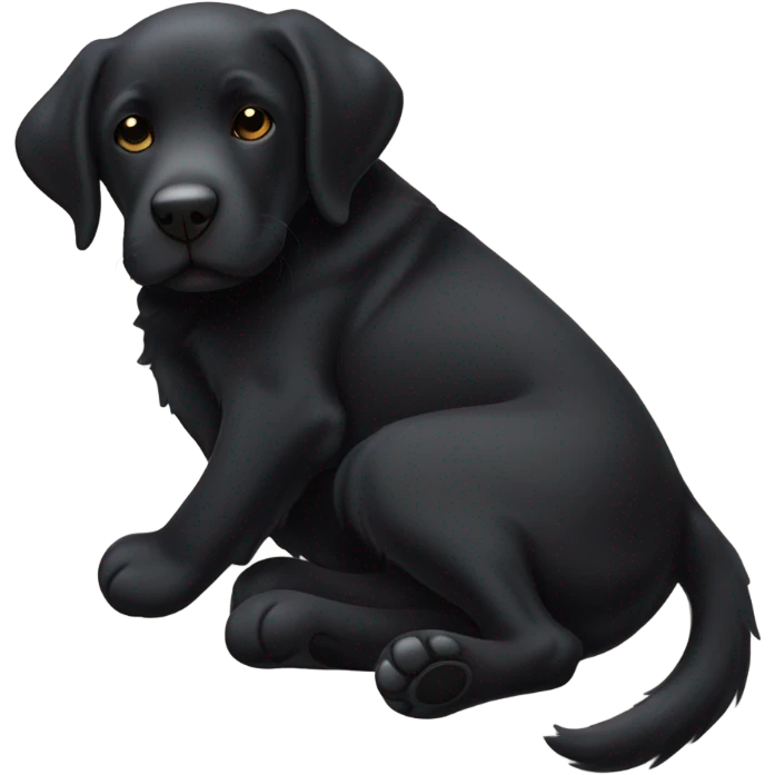 Black lab sleeping on back emoji