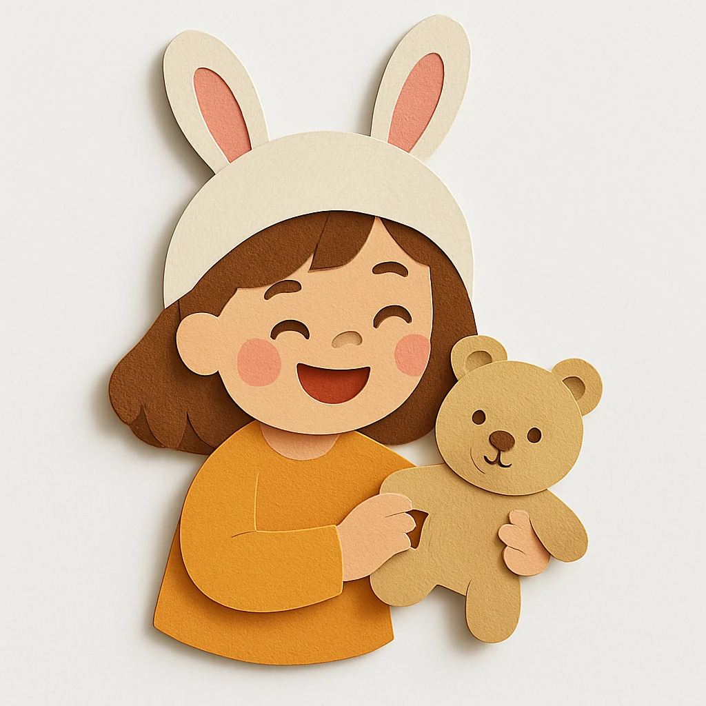Change the gift box present from cars to a pastel brown cutie bear, while all other design elements remain unchanged emoji