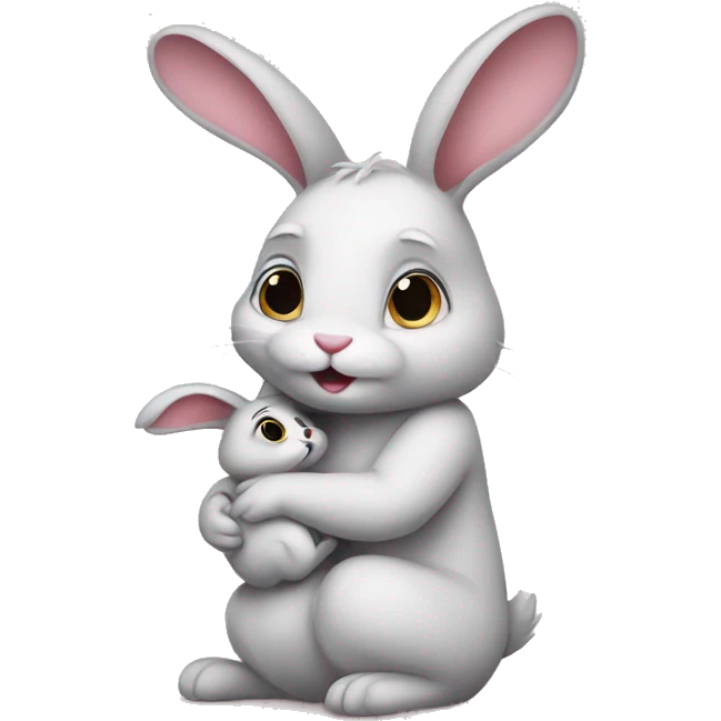 Bunny holding a baby emoji