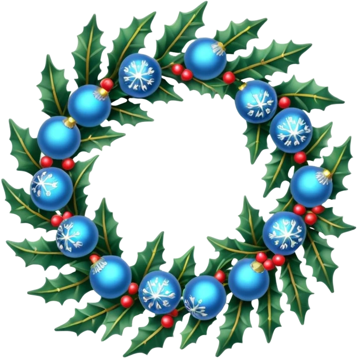 simple Christmas wreath with light blue details emoji