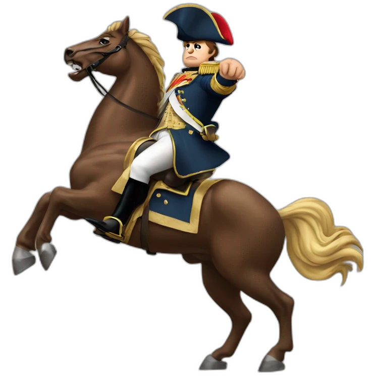 serious angry napoleon on horse hold golden eagle emoji