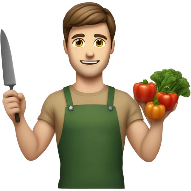 very attractive young man white brunette young man using a chopping vegetables emoji