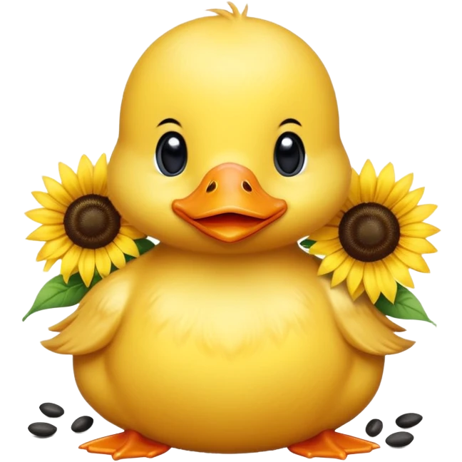 a baby duck surrounded by sunflower seeds emoji