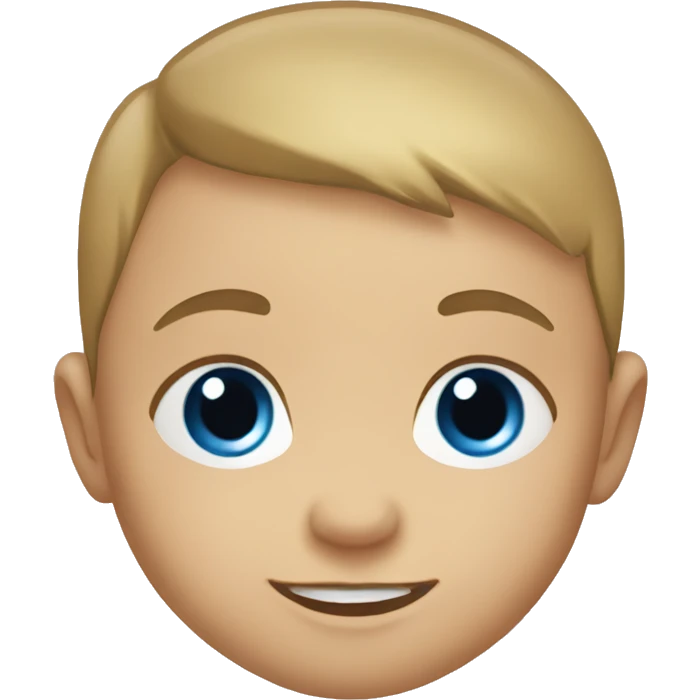 Baby boy gazing forward smiling blue eyes emoji