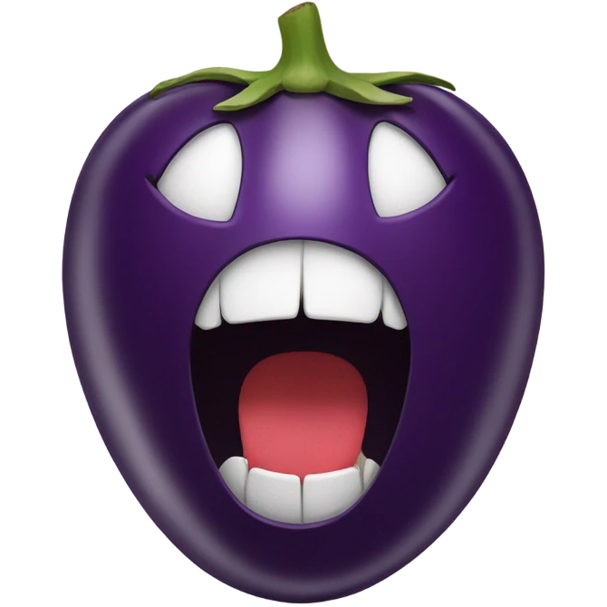 Open mouth with egg plant in the middle emoji