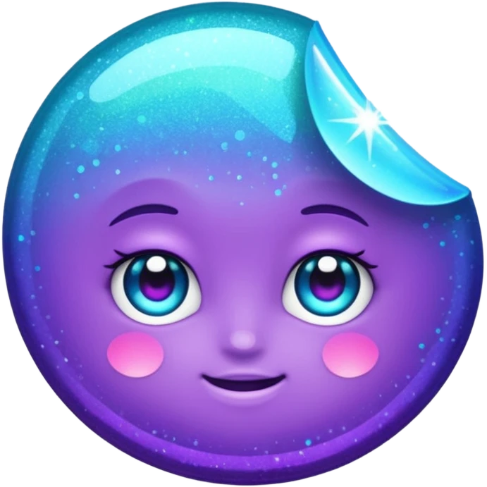 Glitter Purple and Cian Mark Check emoji