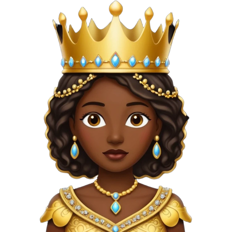 dark skin queen with crown emoji