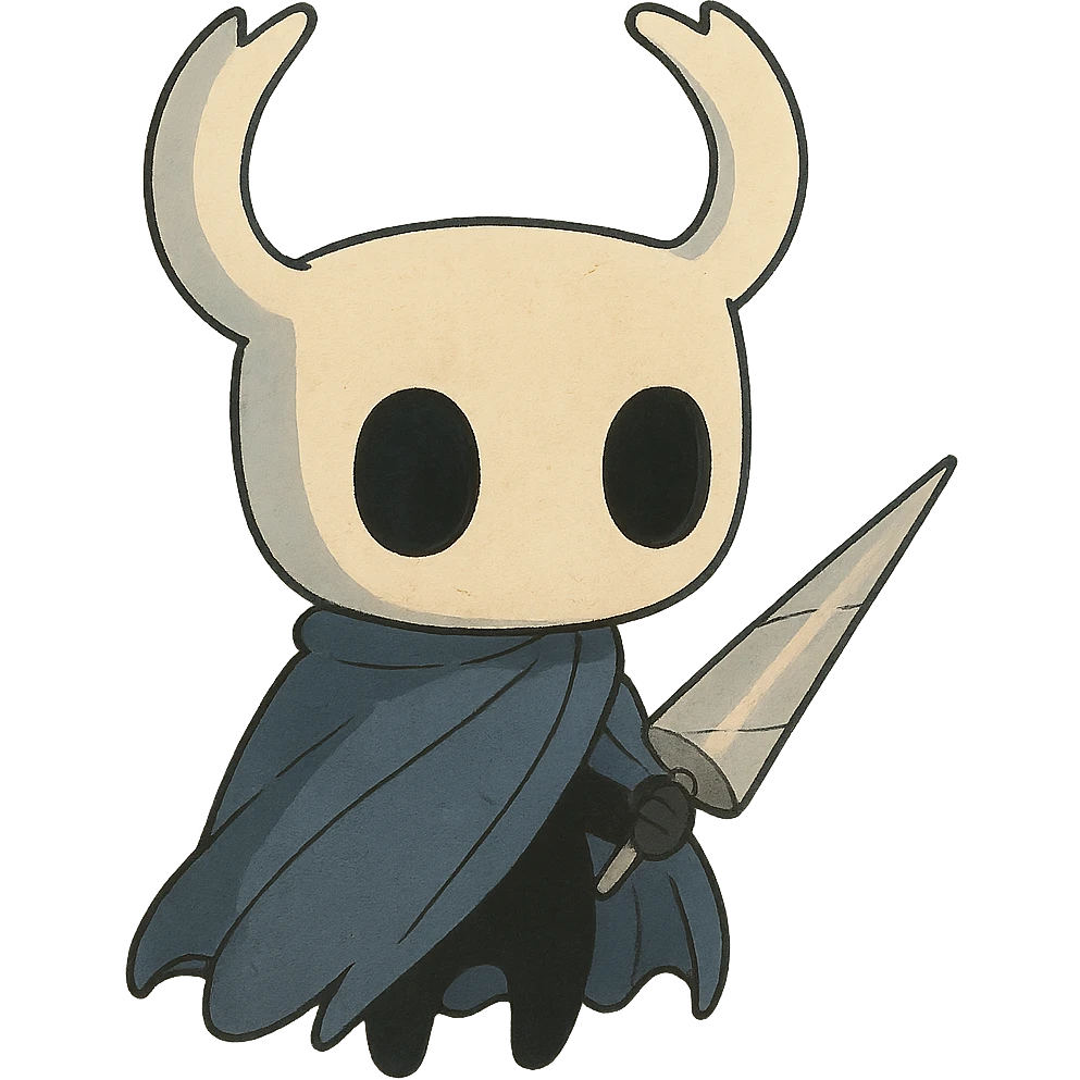 Hollow Knight character in ghibli style with soft colors emoji