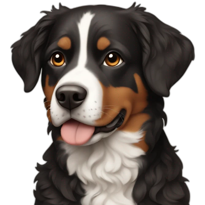 Russian guy with curly brown hair with dog Entlebucher zennenhund emoji