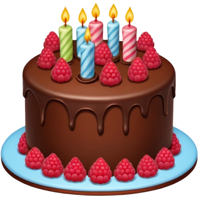 Chocolate Birthday Cake with raspberries emoji