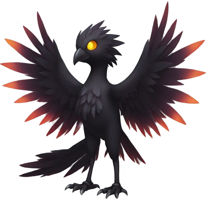 Fantasy legendary dark bird shadow-type-Phoenix Fakemon full body emoji