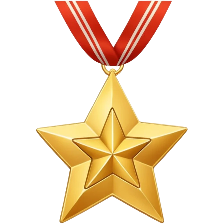 A golden medal in the shape of a star, with a loop for attaching a ribbon or necklace, but without any ribbon or string emoji