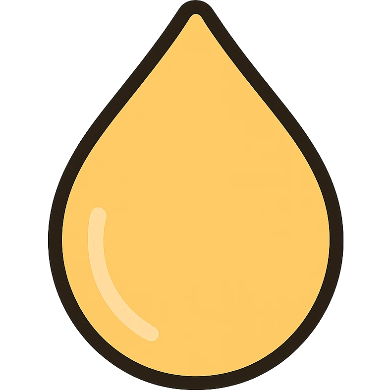 vanilla drop with subtle golden hue, stylized, white background emoji