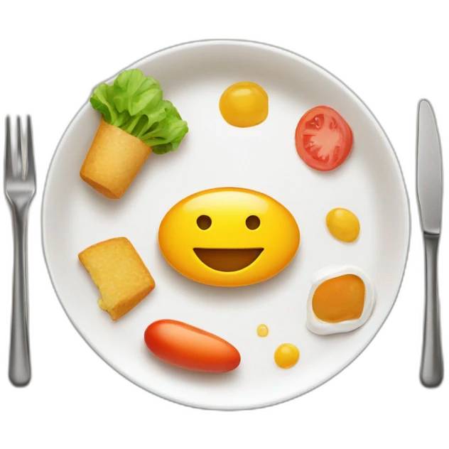 Gourmet plate with little food in the middle and big empty round border emoji
